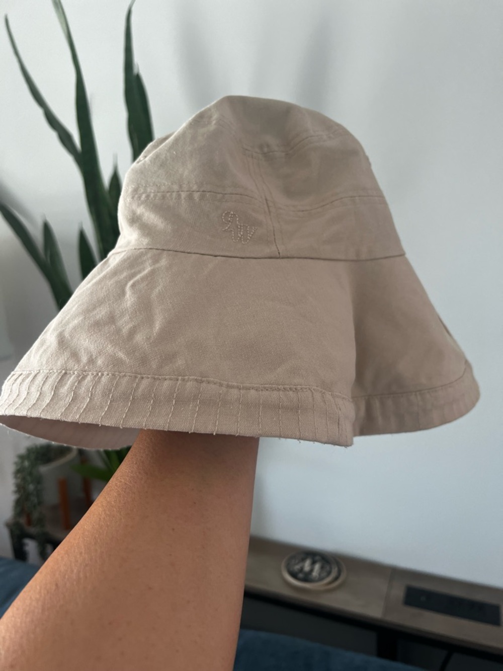 Nine West Beige Cotton Bucket Hat